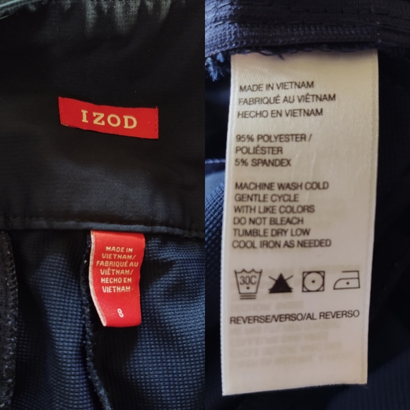 Izod Golf Capri Navy Blue Pants Side Zip  & Pockets Flat Front Size 8 - Picture 6 of 10